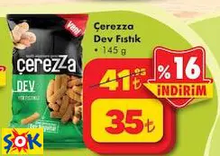 ÇEREZZA DEV FISTIK 145 G CİPS
